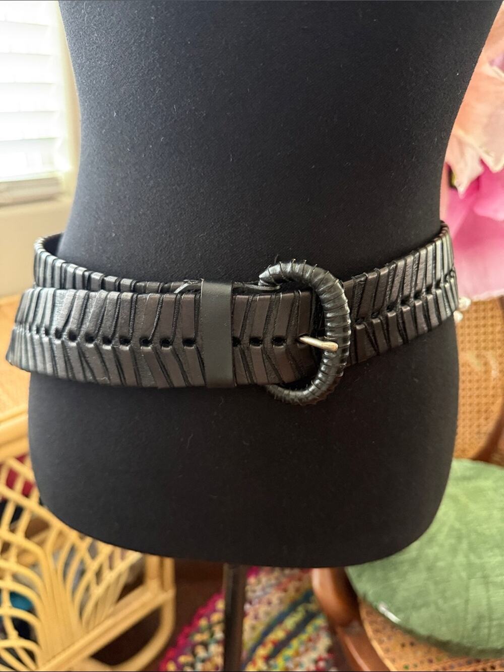 WCM New York Chocolate Espresso Brown Woven Leather Boho Hippie Belt